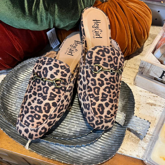 Leopard Faux Suede Charmer Low Mule