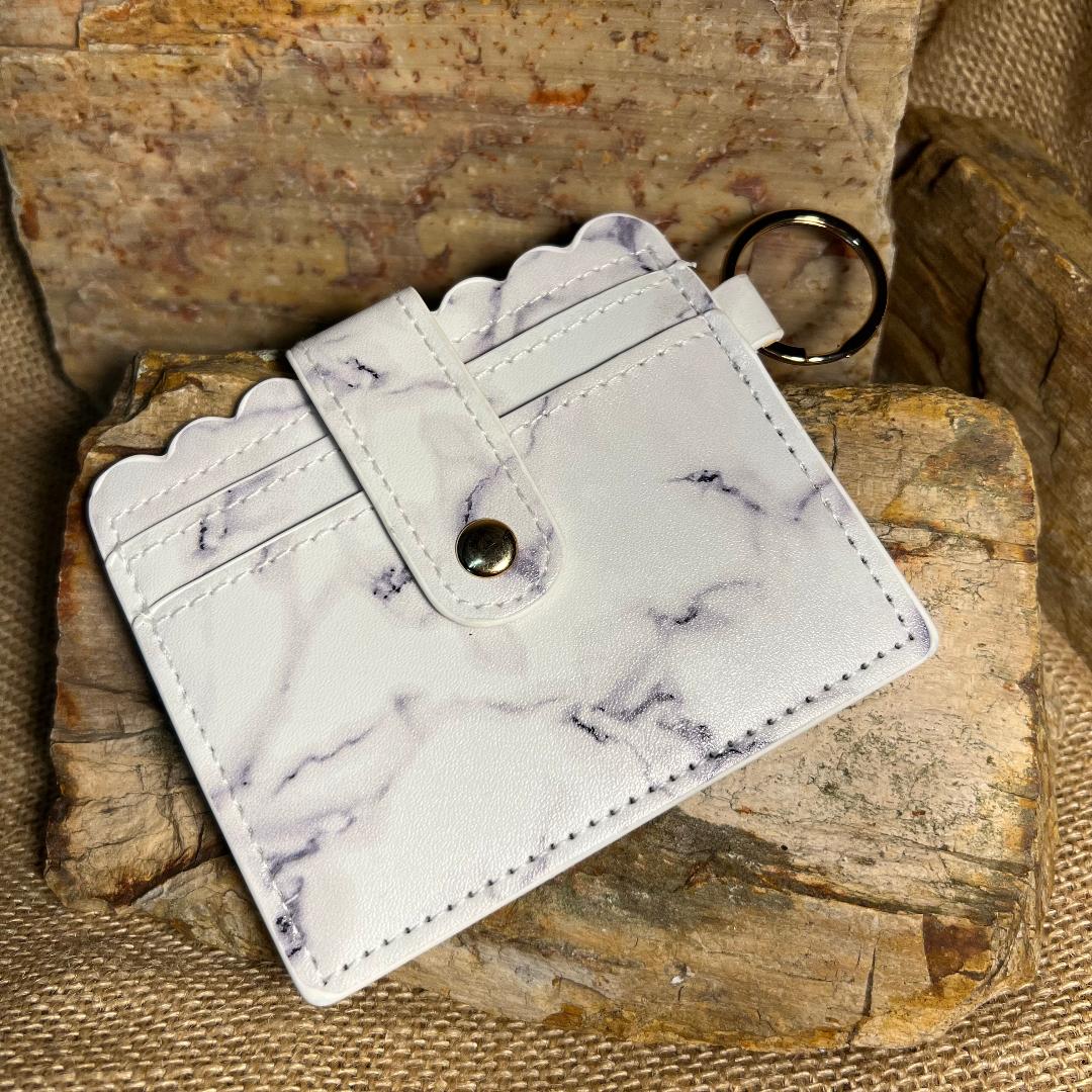 White and Gray Marble Credit Card Accessory Wallet