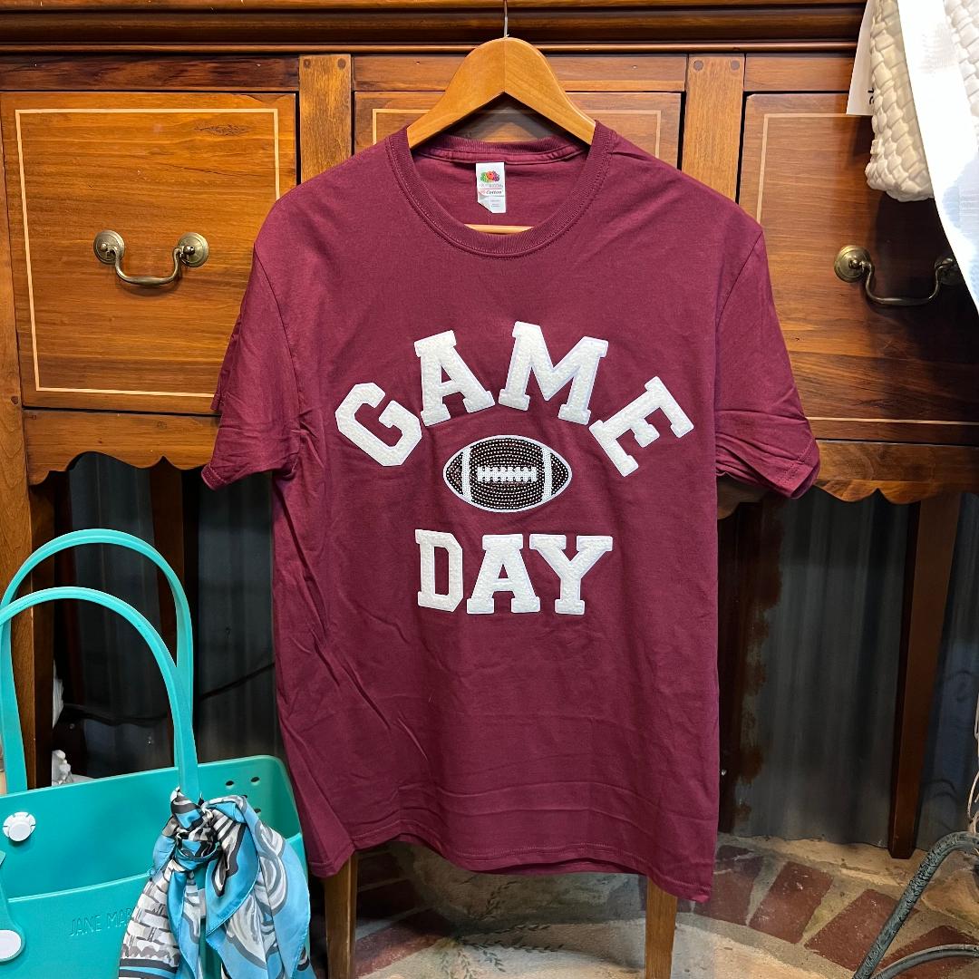 Game Day Football Maroon Crew Neck Tee