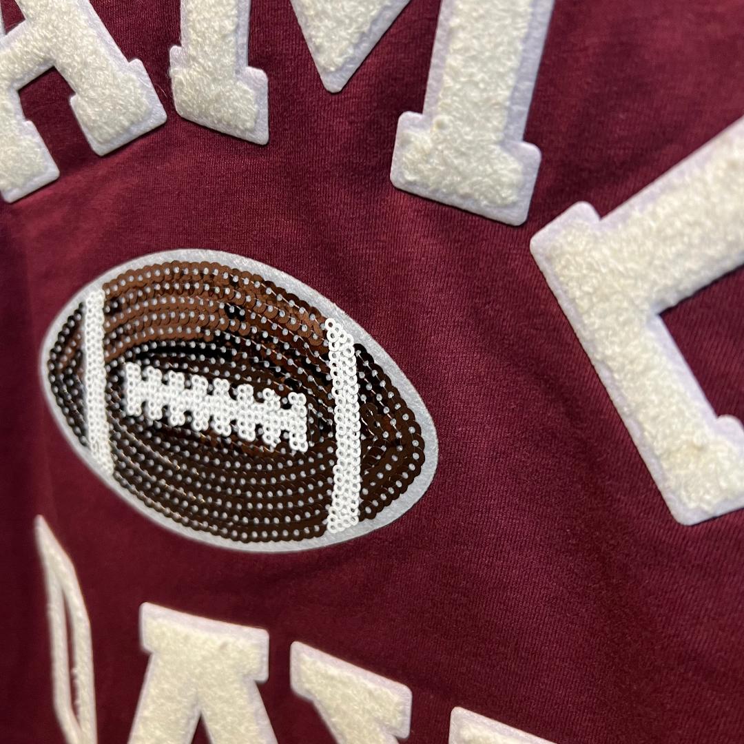 Game Day Football Maroon Crew Neck Tee