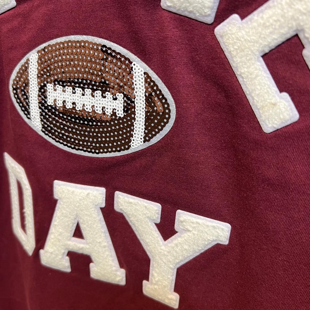 Game Day Football Maroon Crew Neck Tee