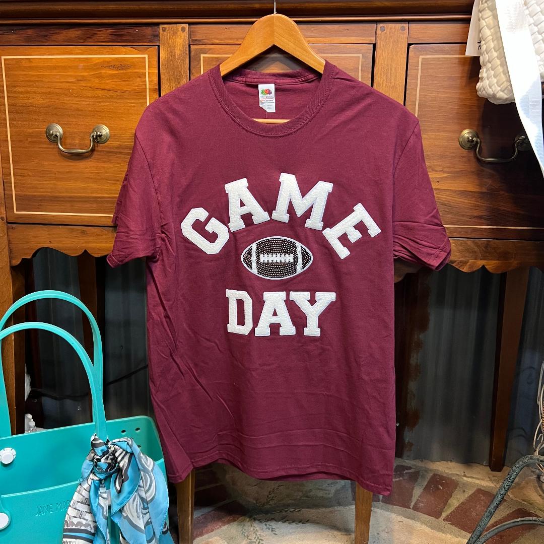 Game Day Football Maroon Crew Neck Tee