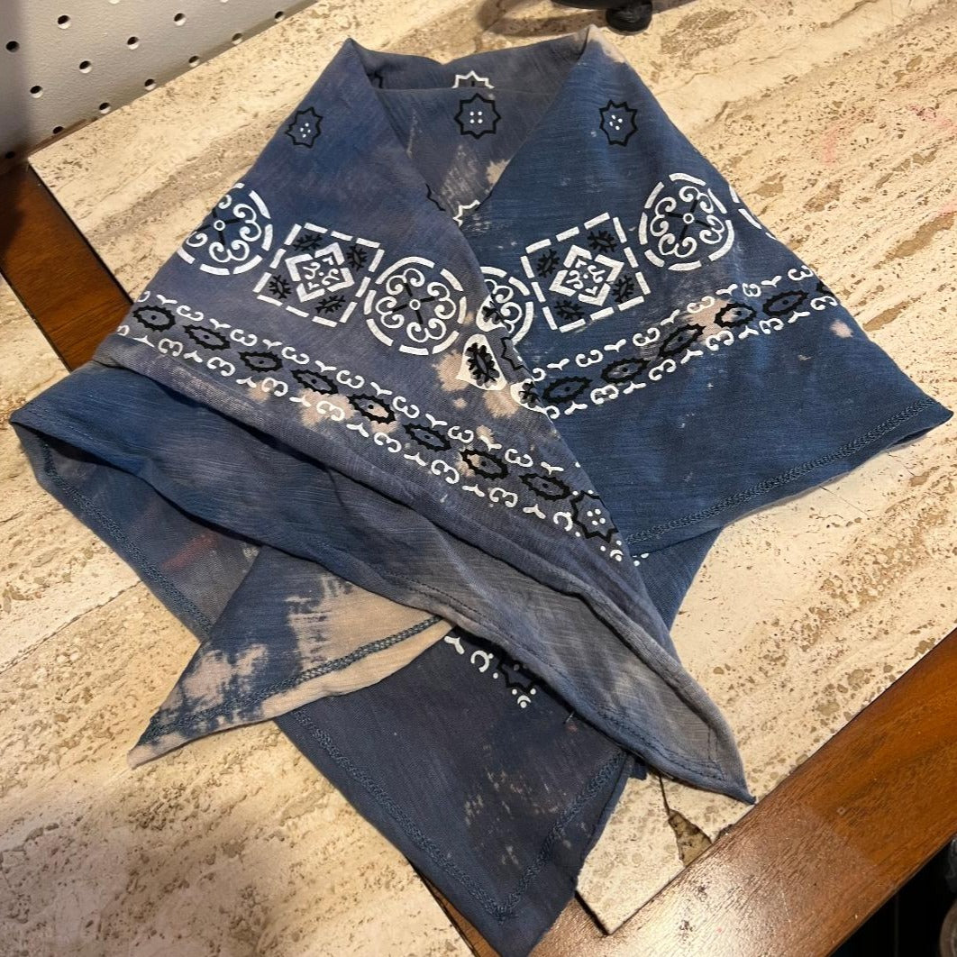 Hand Bleached and Tattered Navy Gypsy Rag