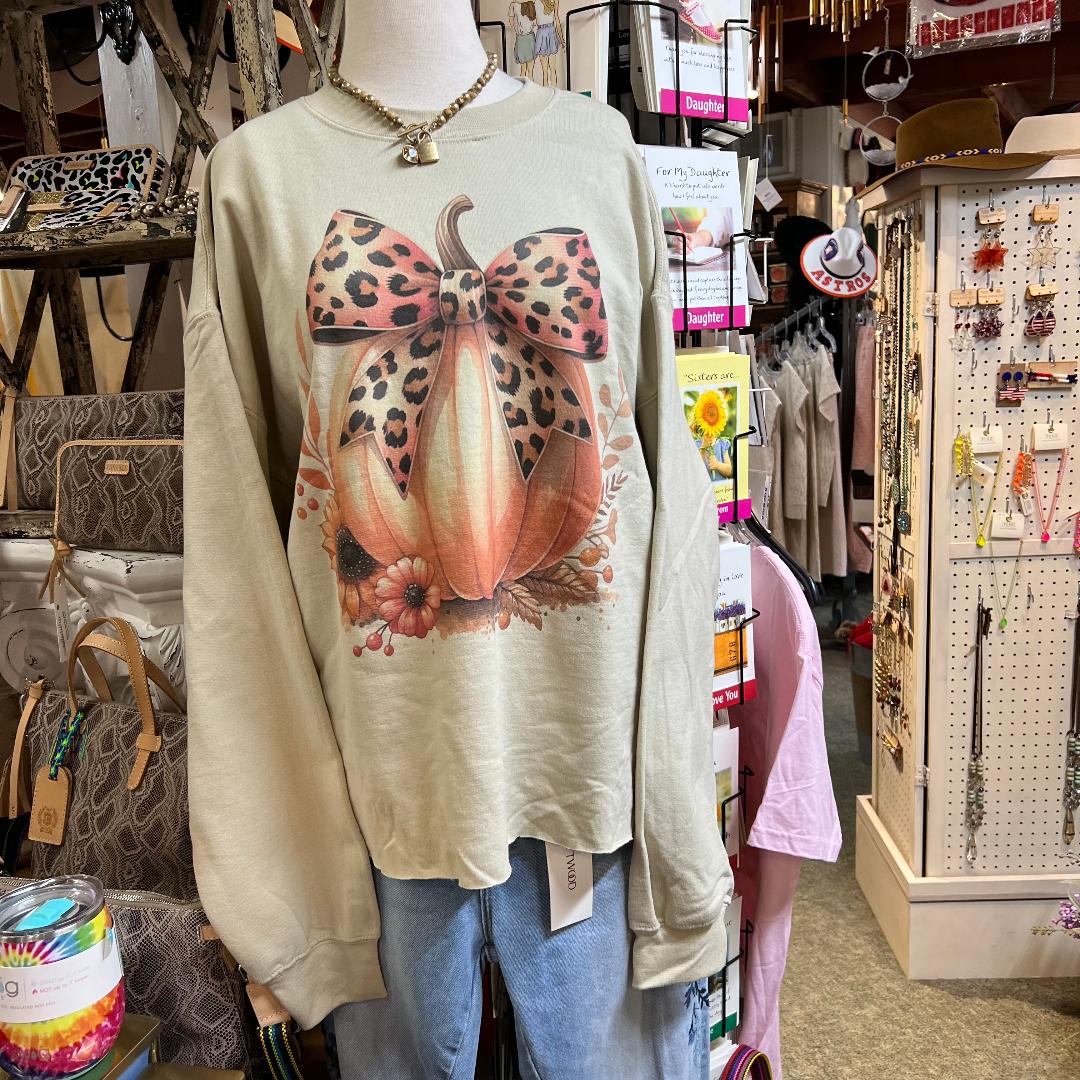 Tan Leopard Fall Pumpkin Sweatshirt