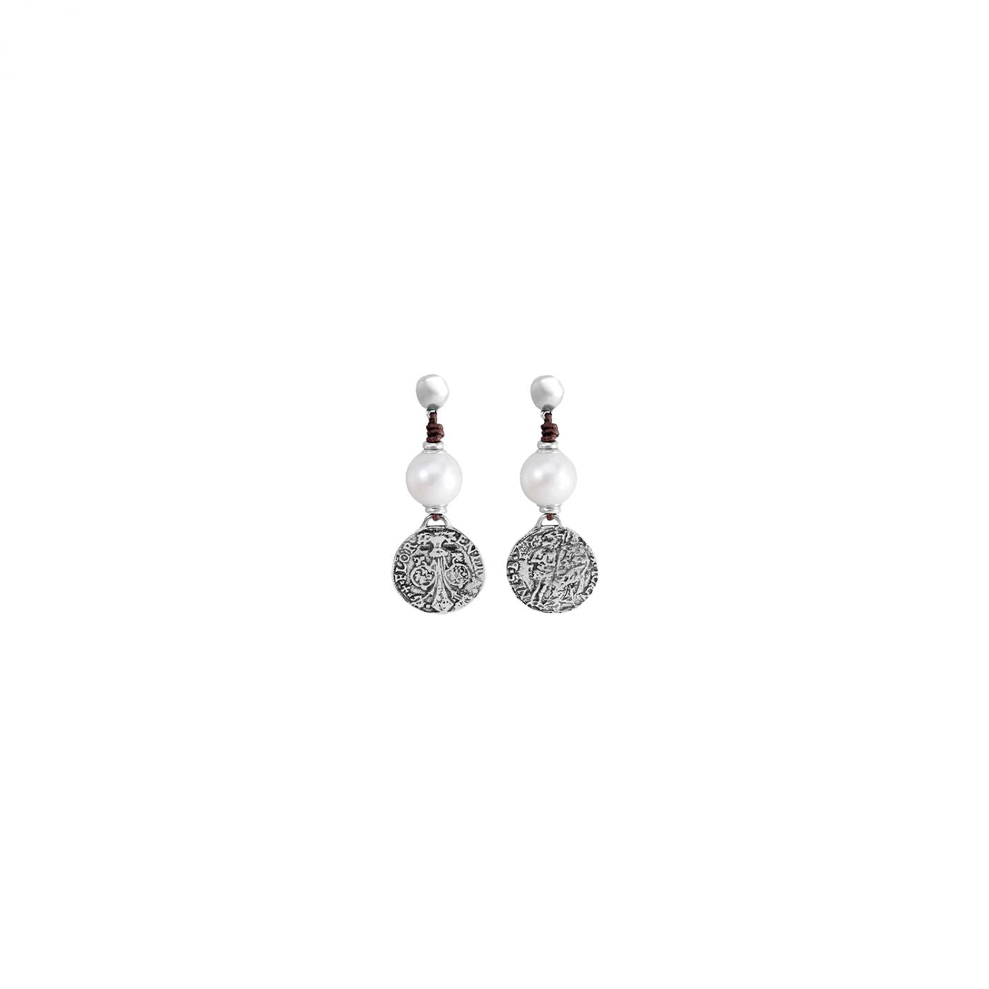 UNOde50 Earrings Alexandria Antique Coin and Pearl
