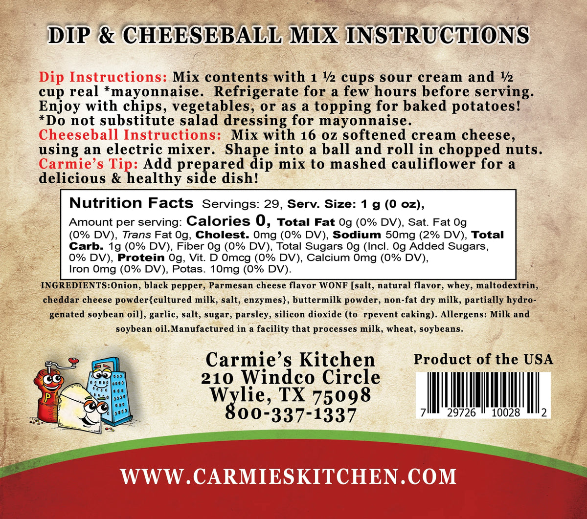 Peppercorn Parmesan Dip And Cheeseball Mix