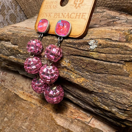 Pink Disco Ball Earrings