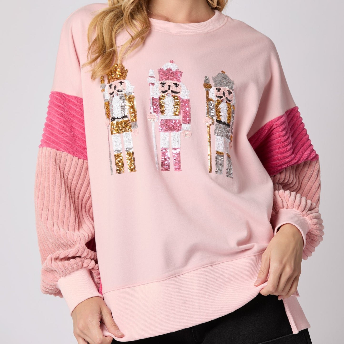 Sequined Nutcracker Oversized Terry Sweatshirt