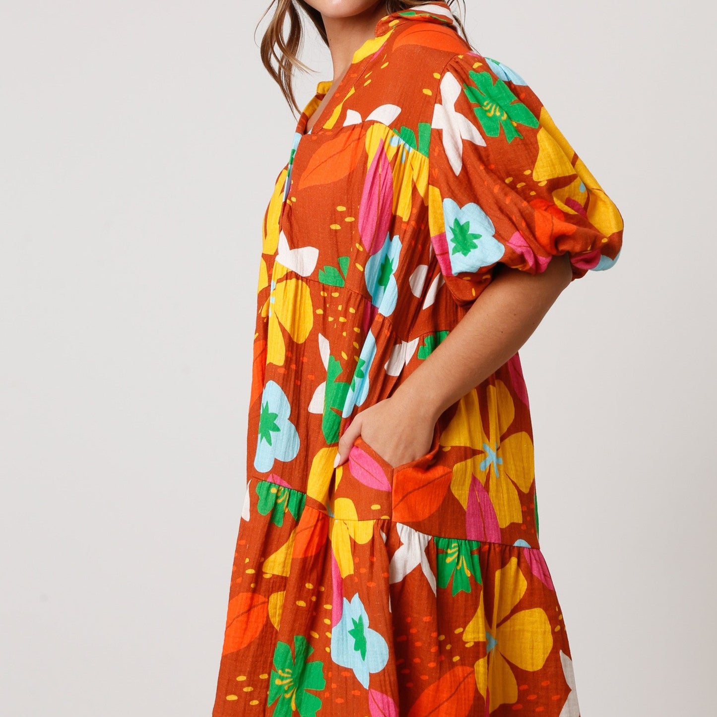 Floral Print Cotton Gauze Dress