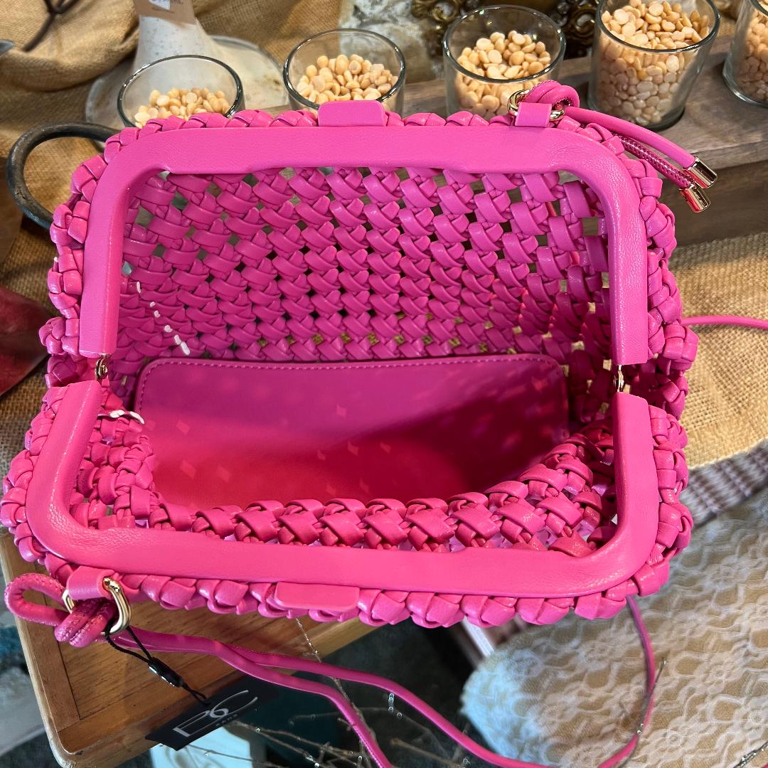 Woven Fuchsia Pink Crossbody