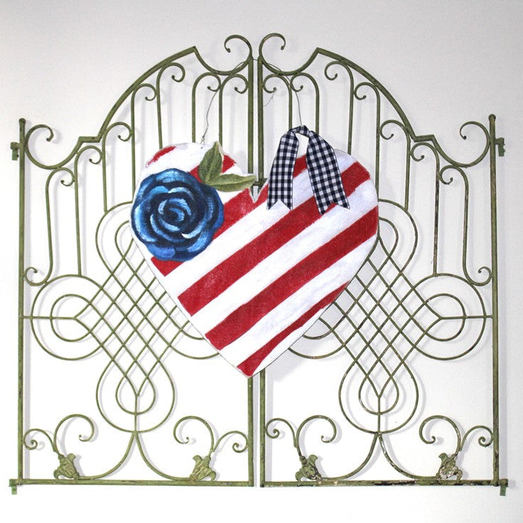 24x22" Hand painted Door Decor, Heart Floral Flag