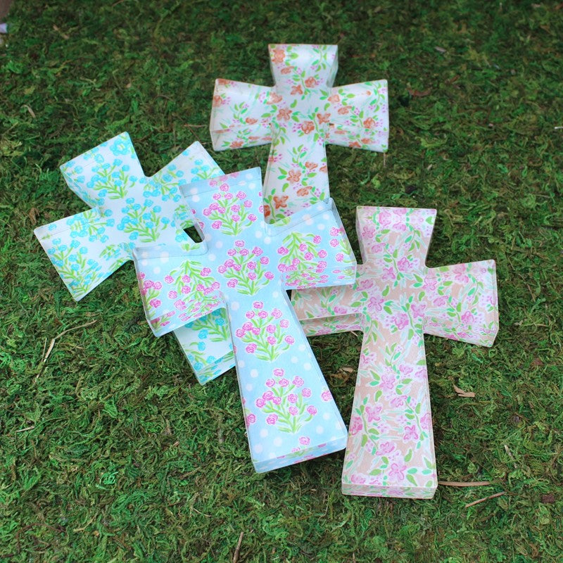 4x.8x6" Cutout Acrylic Table Cross, Floral, 4 assorted