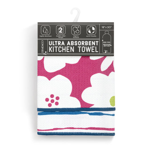 Fuchsia Floral Absorbent 2-Sided Towel