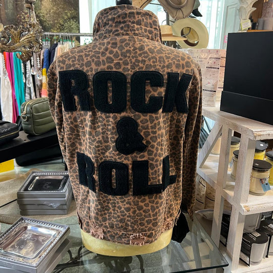 Distressed Leopard Rock & Roll Denim Jacket
