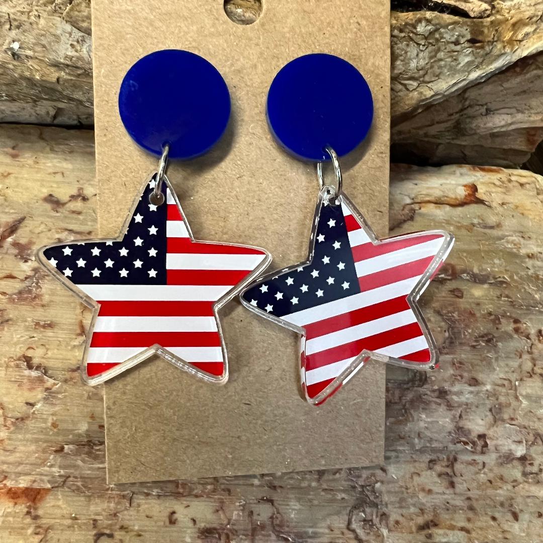 Go USA Star Acrylic Dangle Earrings