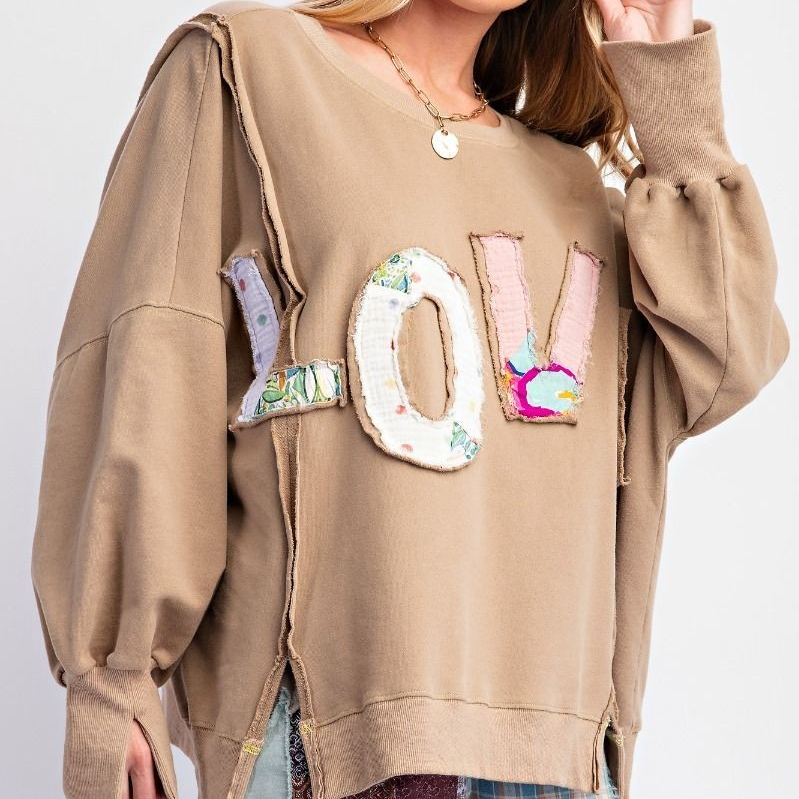 Love Patch Washed Terry Knit Pullover