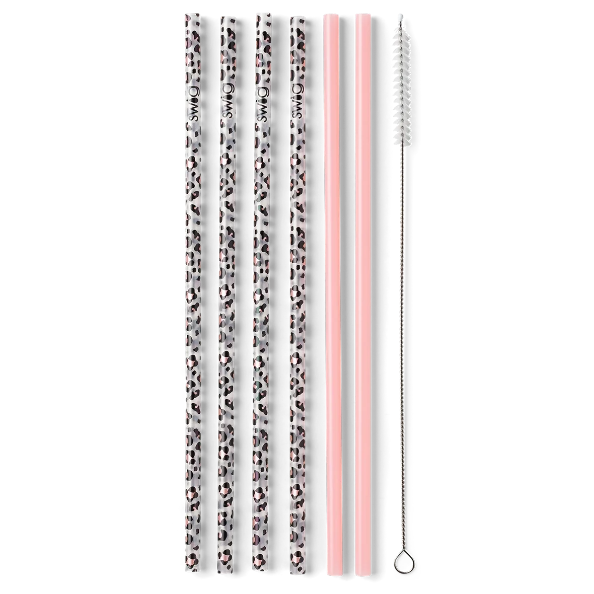 Luxy Leopard & Blush Reusable Straw Set