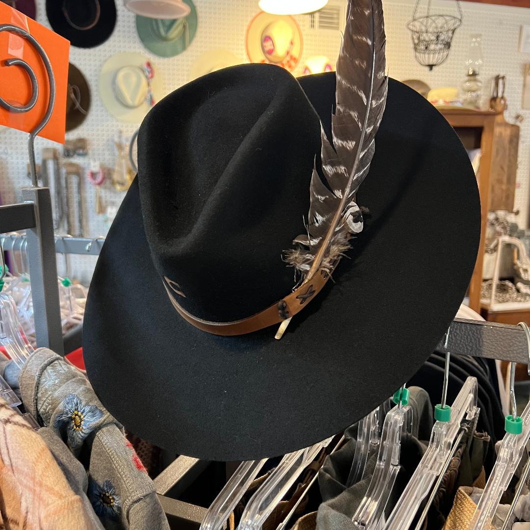 Teepee Black Felt Hat with Leather band