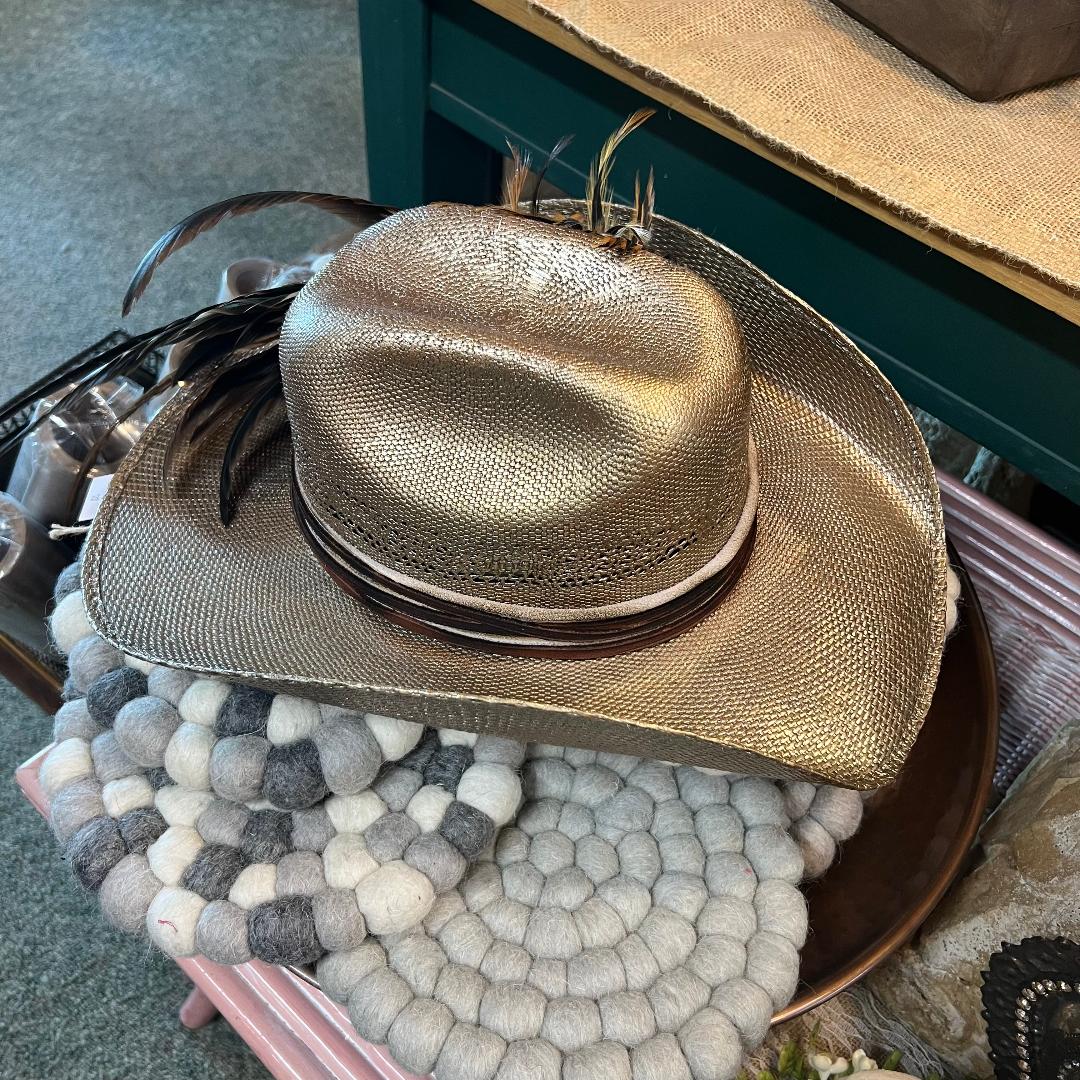 Handcrafted Vintage Gold Feathered Hat Made with 100% Paper
