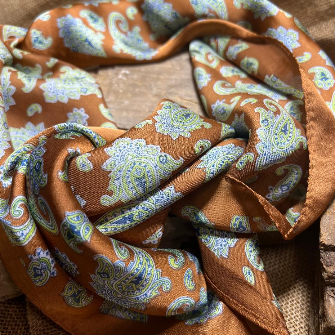 Copper Rust and Multi Blue Paisley Wild Rag
