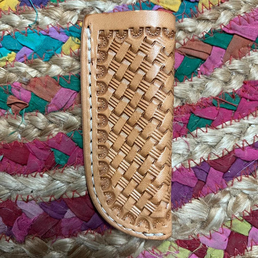 Basket Weave Knife Sheath 4 1/4" Light Brown