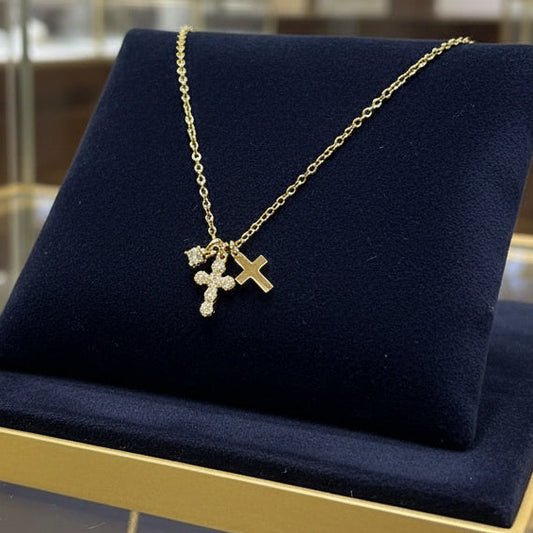 Dainty Double Cross Necklace
