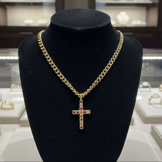 Rainbow Cross Toggle Necklace