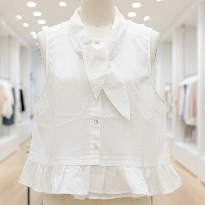 White Bow Tie Sleeveless Top