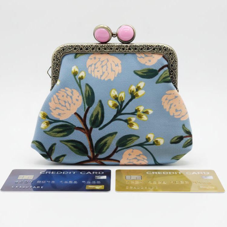 Credit Card Clutch Peony Dusty Blue