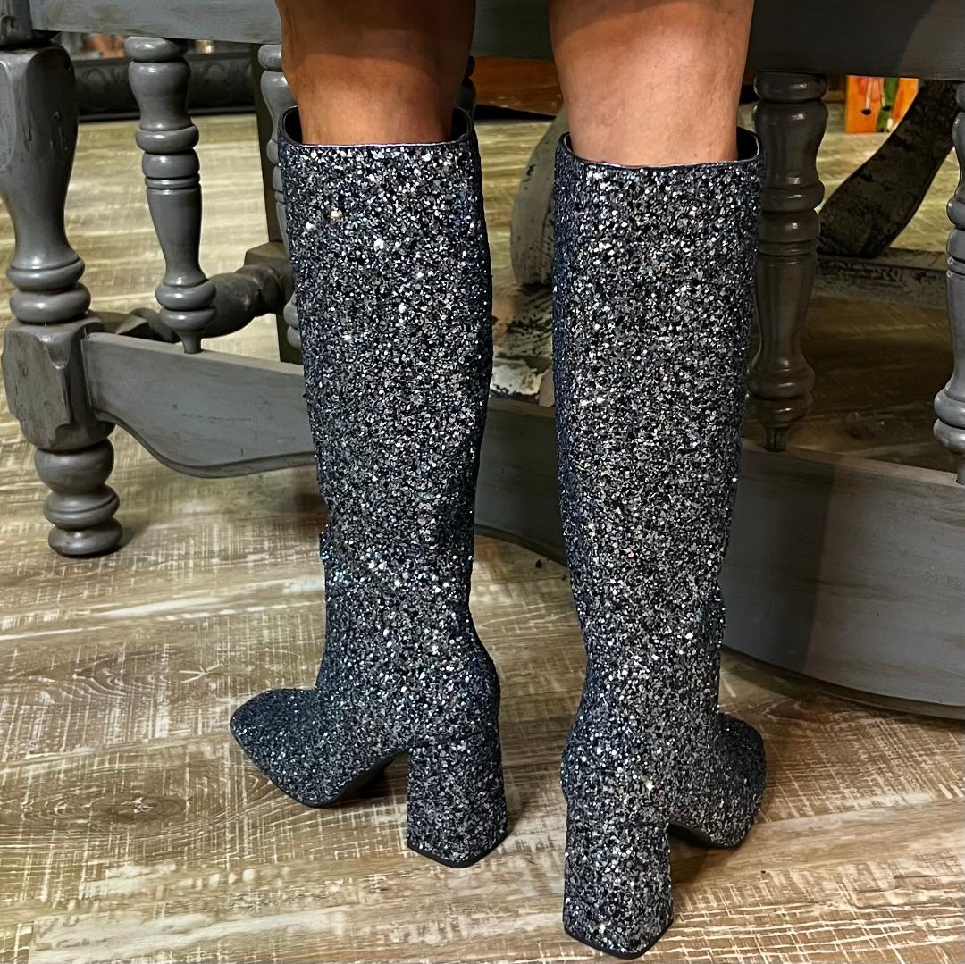 Tall hot sale glitter boots