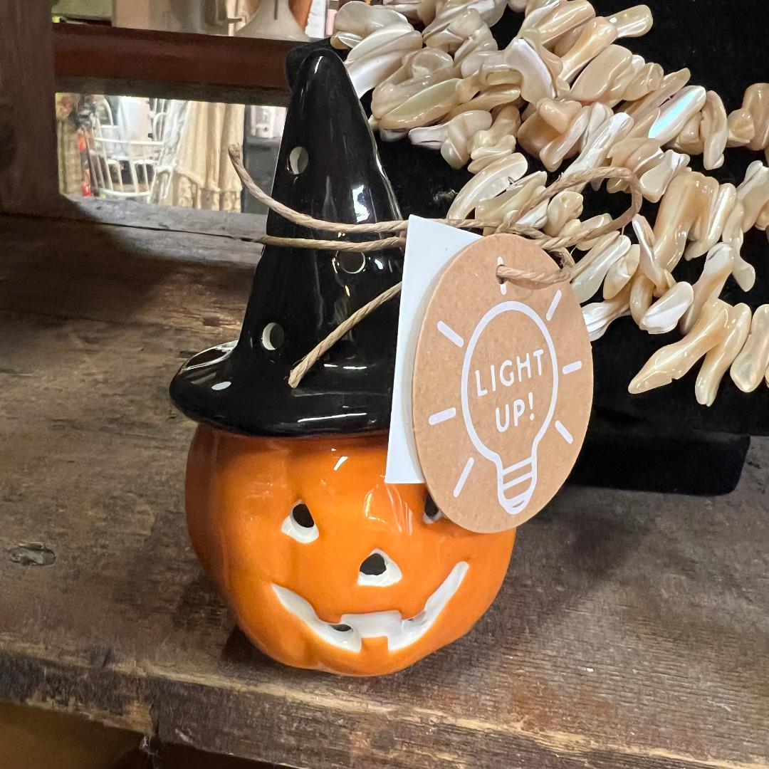 Cheerful Jack-O-Lantern Pumpkin "LIGHT UP Sitter"