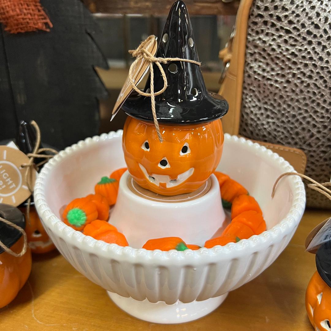 Cheerful Jack-O-Lantern Pumpkin "LIGHT UP Sitter"