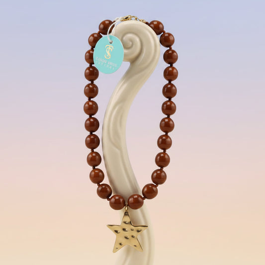 Brown Beaded Star Necklace