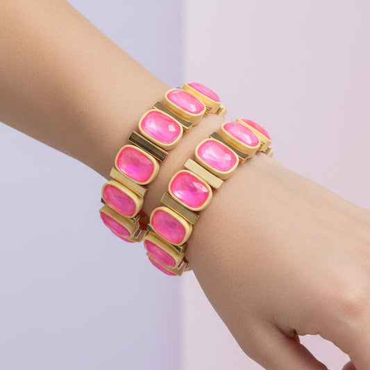 Pink And Gold Square Bracelet