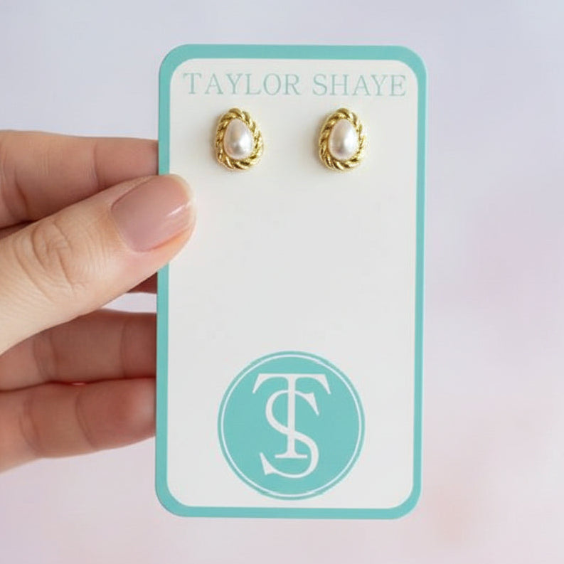 Pearl Stud Tear Drop Earrings