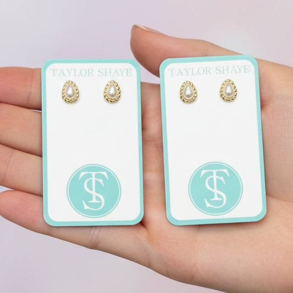 Pearl Stud Tear Drop Earrings