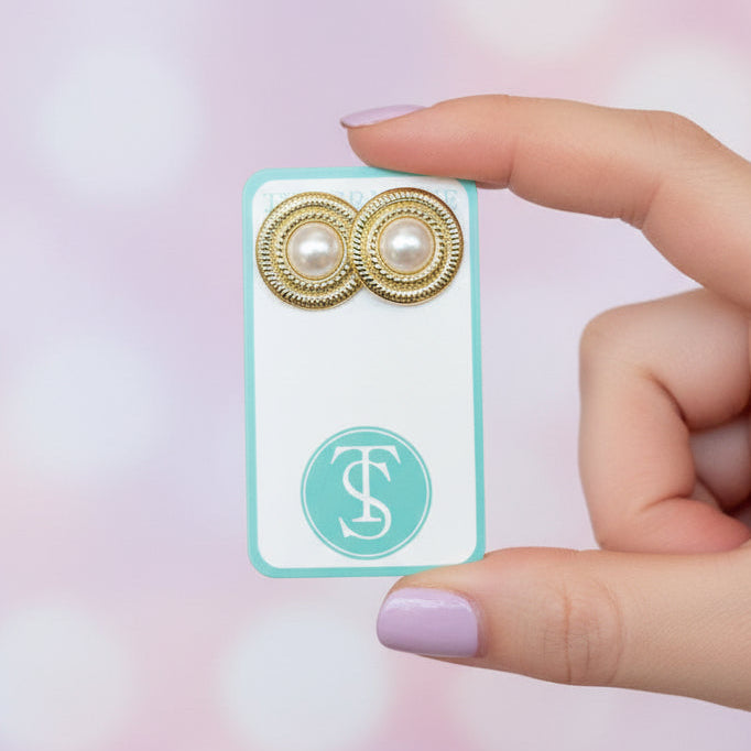 Pearl Round Stud Earrings