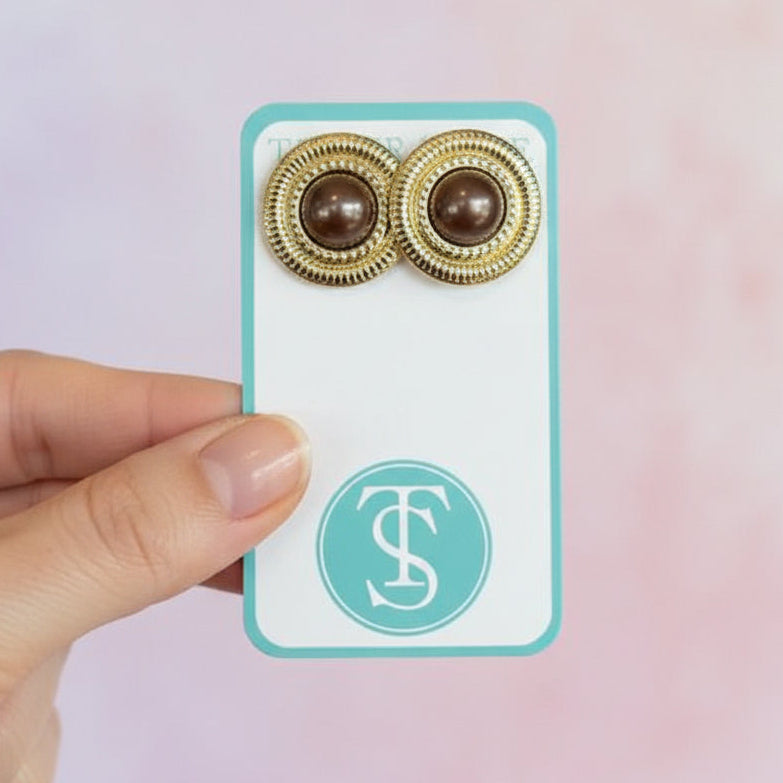 Bronze Round Stud Earrings