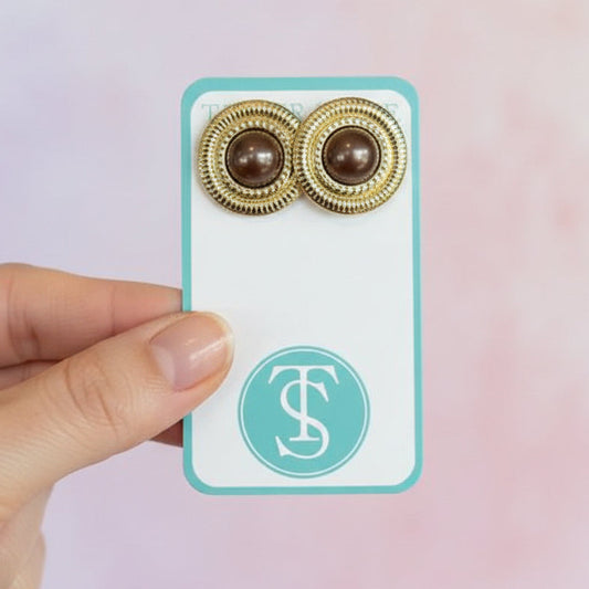 Bronze Round Stud Earrings