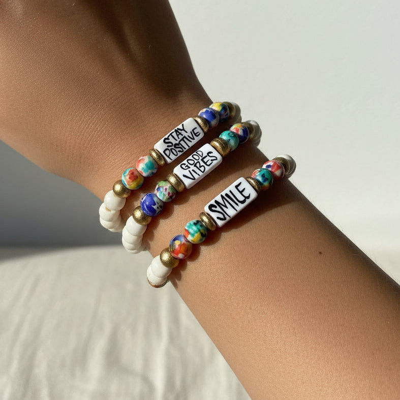 Affirmation Word Beaded Bracelets Inspirational - Abstract