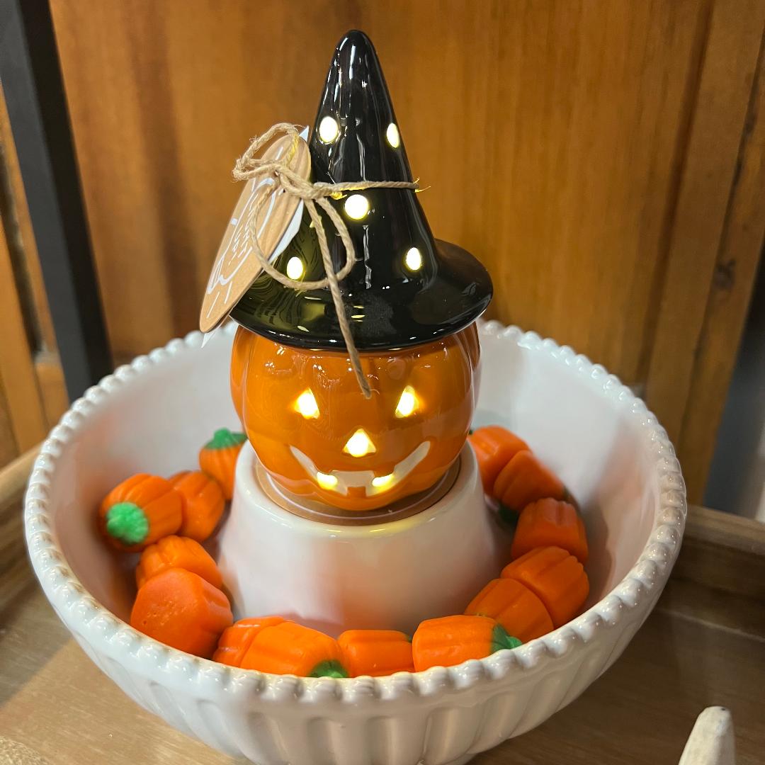 Cheerful Jack-O-Lantern Pumpkin "LIGHT UP Sitter"