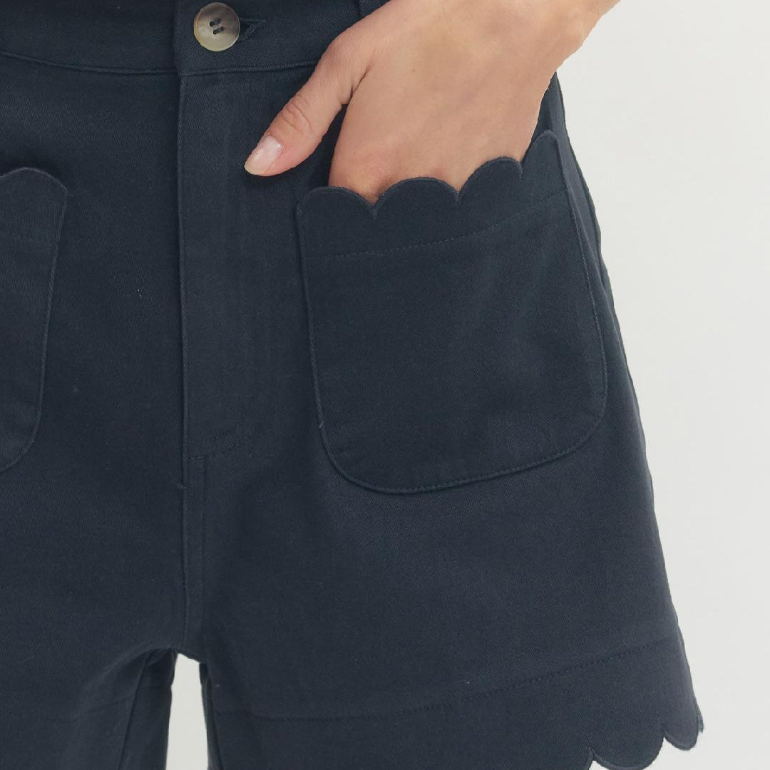 Scalloped Navy Shorts
