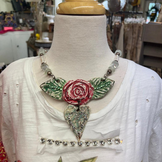 Rose Heart Stone Necklace