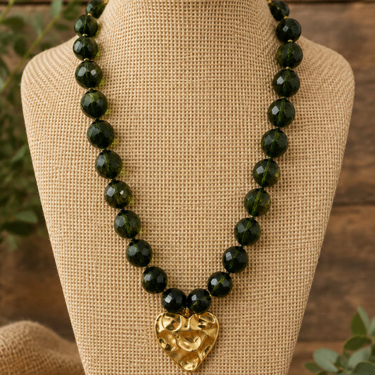 Green Maddyn Heart Beaded Necklace