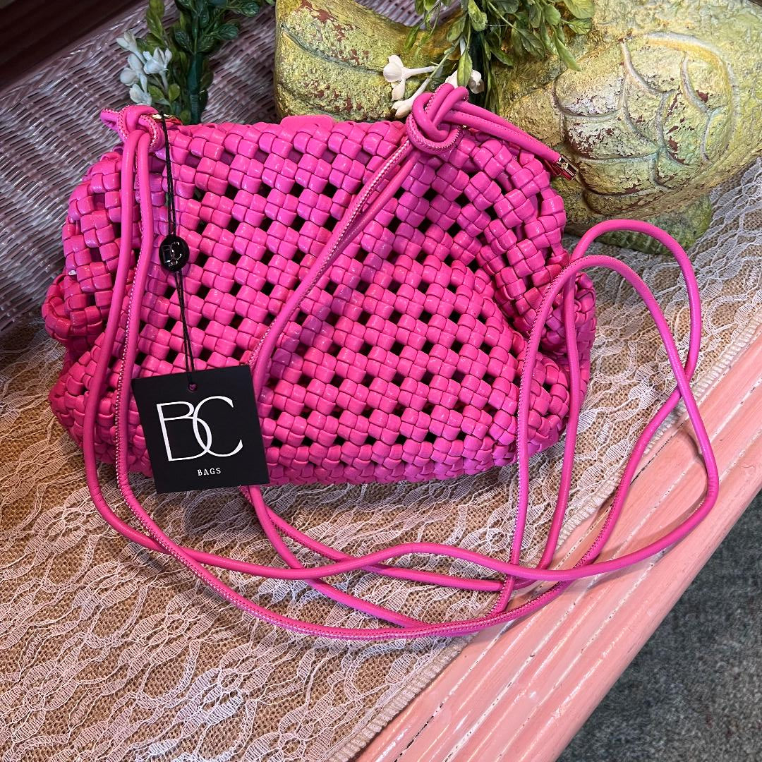 Woven Fuchsia Pink Crossbody