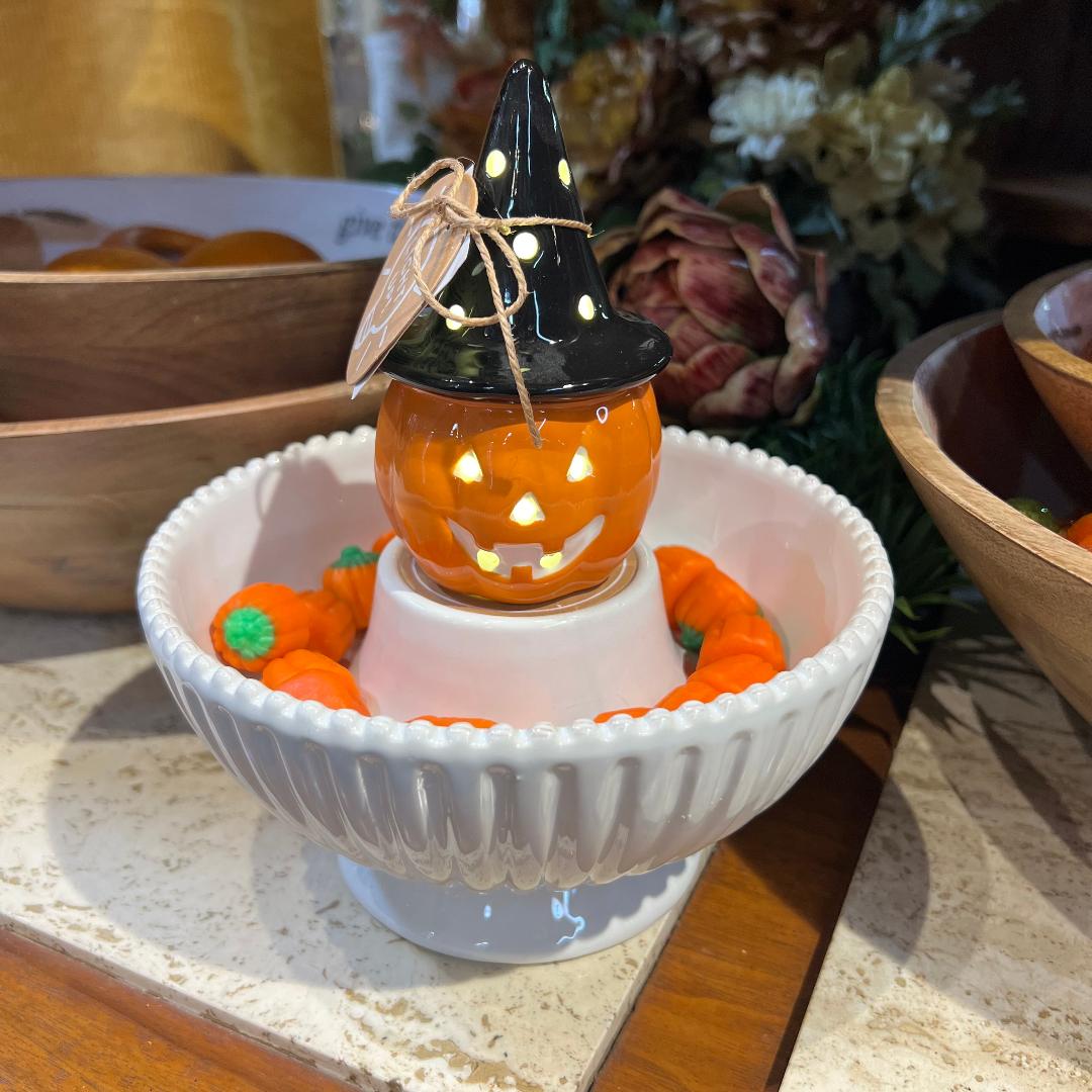 Cheerful Jack-O-Lantern Pumpkin "LIGHT UP Sitter"