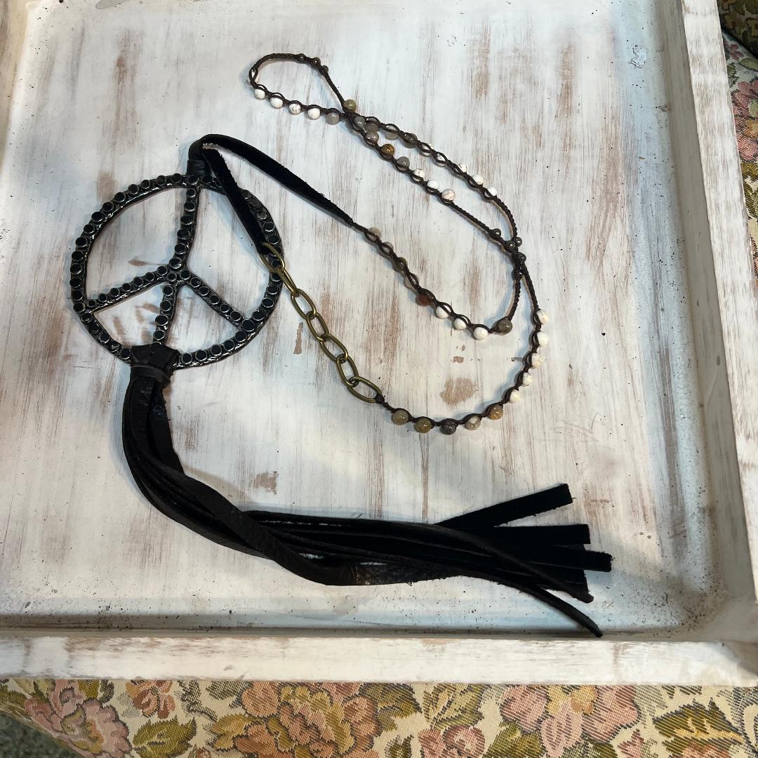 Beaded Fringe Peace Necklace