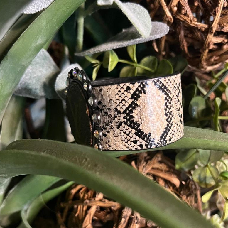 Crystal Accent on Snake Print Colored Cuff