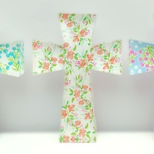 4x.8x6" Cutout Acrylic Table Cross, Floral, 4 assorted