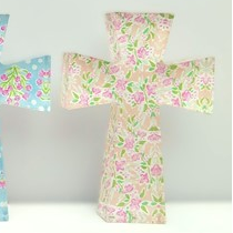 4x.8x6" Cutout Acrylic Table Cross, Floral, 4 assorted